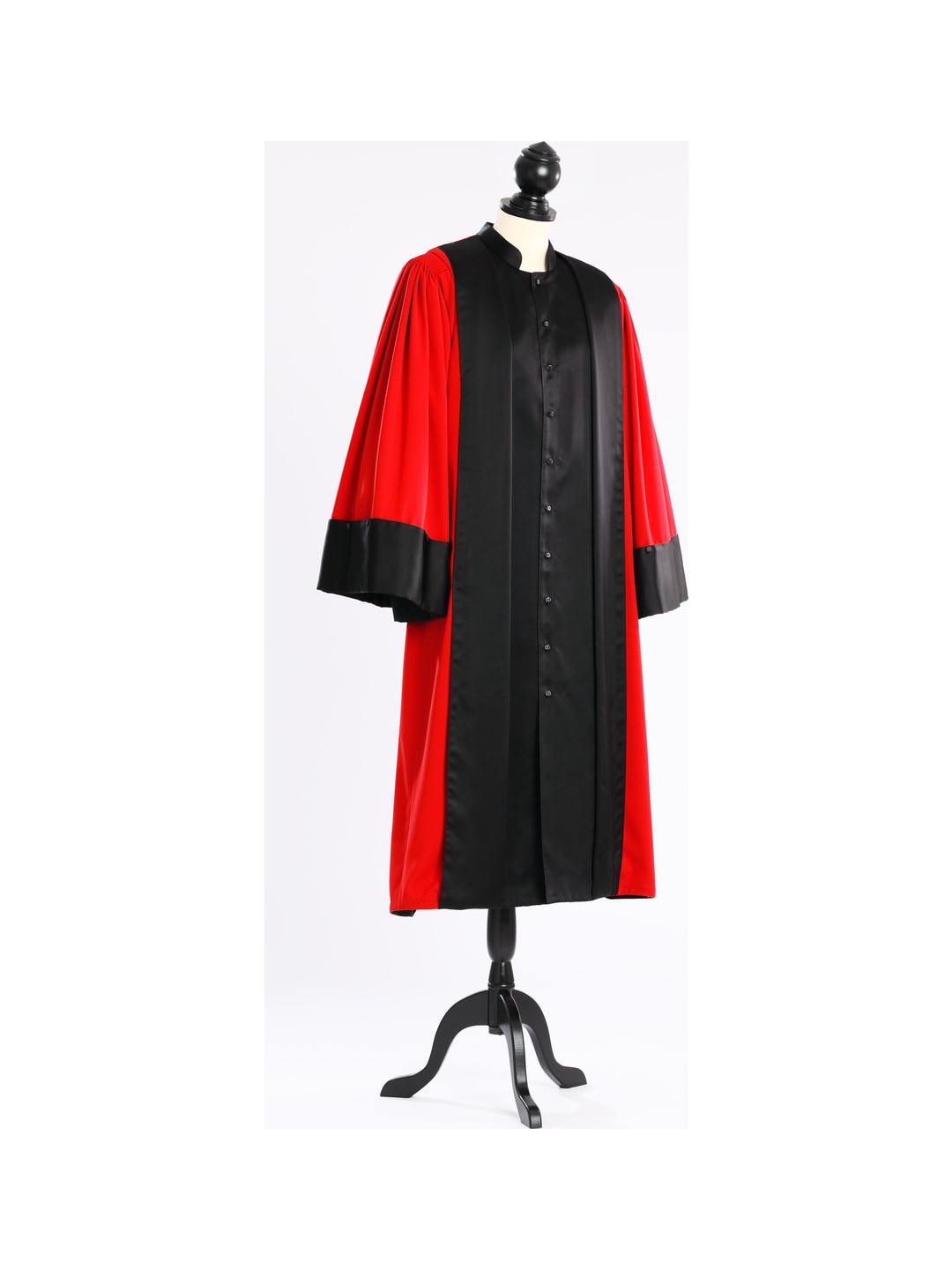 Judicial robe France, red and black, front view