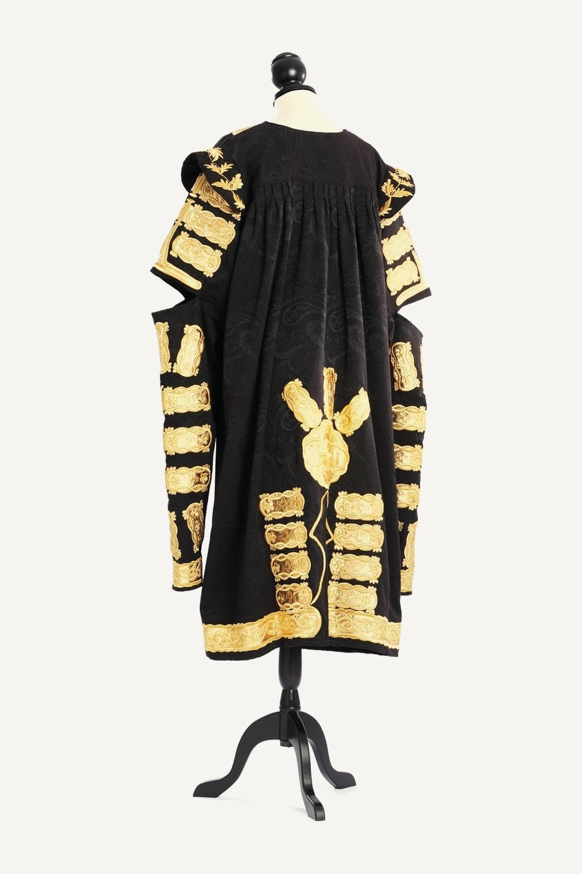Presidential robe, back view with gold embroidery