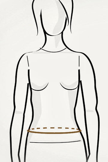 Upper body from the front, gold line horizontally around the fullest part of the stomach