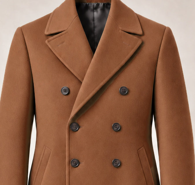 Collar and horn buttons of the Ulster design in warm golden brown.