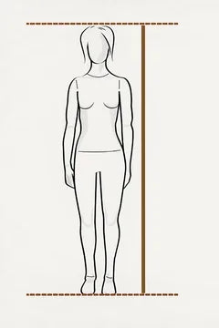 Figure from the front against the wall, vertical line from floor to crown
