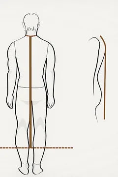 Figure from behind, line from the neck down to the calf