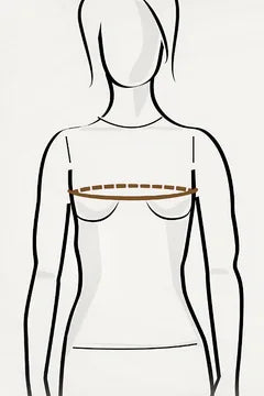 Upper body from the front, horizontal line around the chest