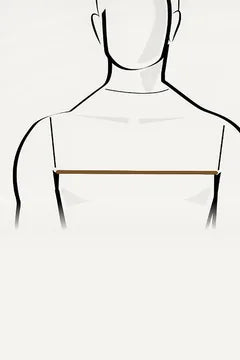 Upper body from the front, horizontal line between the armpits