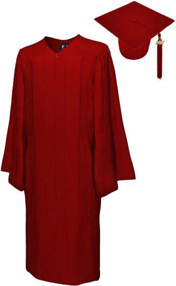 MATTE MAROON RED CAP AND GOWN