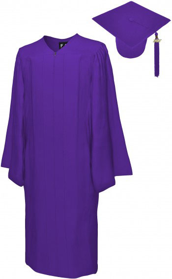 MATTE PURPLE CAP & GOWN MIDDLE SCHOOL JUNIOR HIGH GRADUATION SET