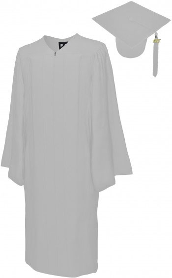 MATTE SILVER CAP & GOWN TECHNICAL & VOCATIONAL GRADUATION SET