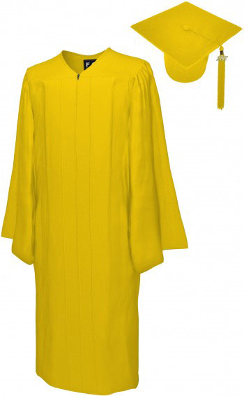 MATTE YELLOW GOLD CAP & GOWN MIDDLE SCHOOL JUNIOR HIGH GRADUATION SET