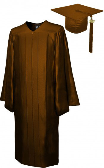 SHINY BROWN CAP & GOWN HIGH SCHOOL GRADUATION SET