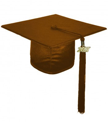 SHINY BROWN CAP & GOWN HIGH SCHOOL GRADUATION SET