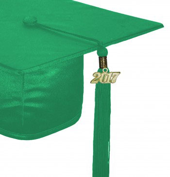 SHINY EMERALD GREEN CAP & GOWN HIGH SCHOOL GRADUATION SET