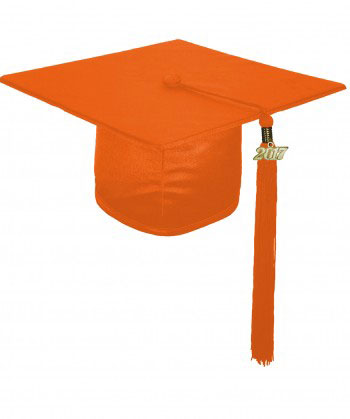 SHINY ORANGE CAP & GOWN HIGH SCHOOL GRADUATION SET