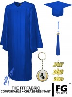 SHINY ROYAL BLUE CAP & GOWN HIGH SCHOOL GRADUATION CAP & GOWN SET ...